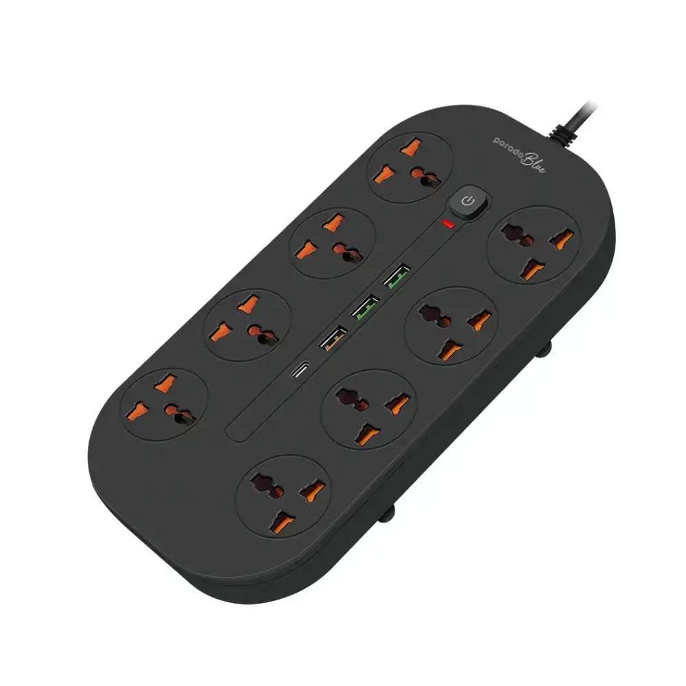 Porodo Blue 8 AC Power Socket With X1 USB-C X3 USB-A Port UK - Linkphones Center